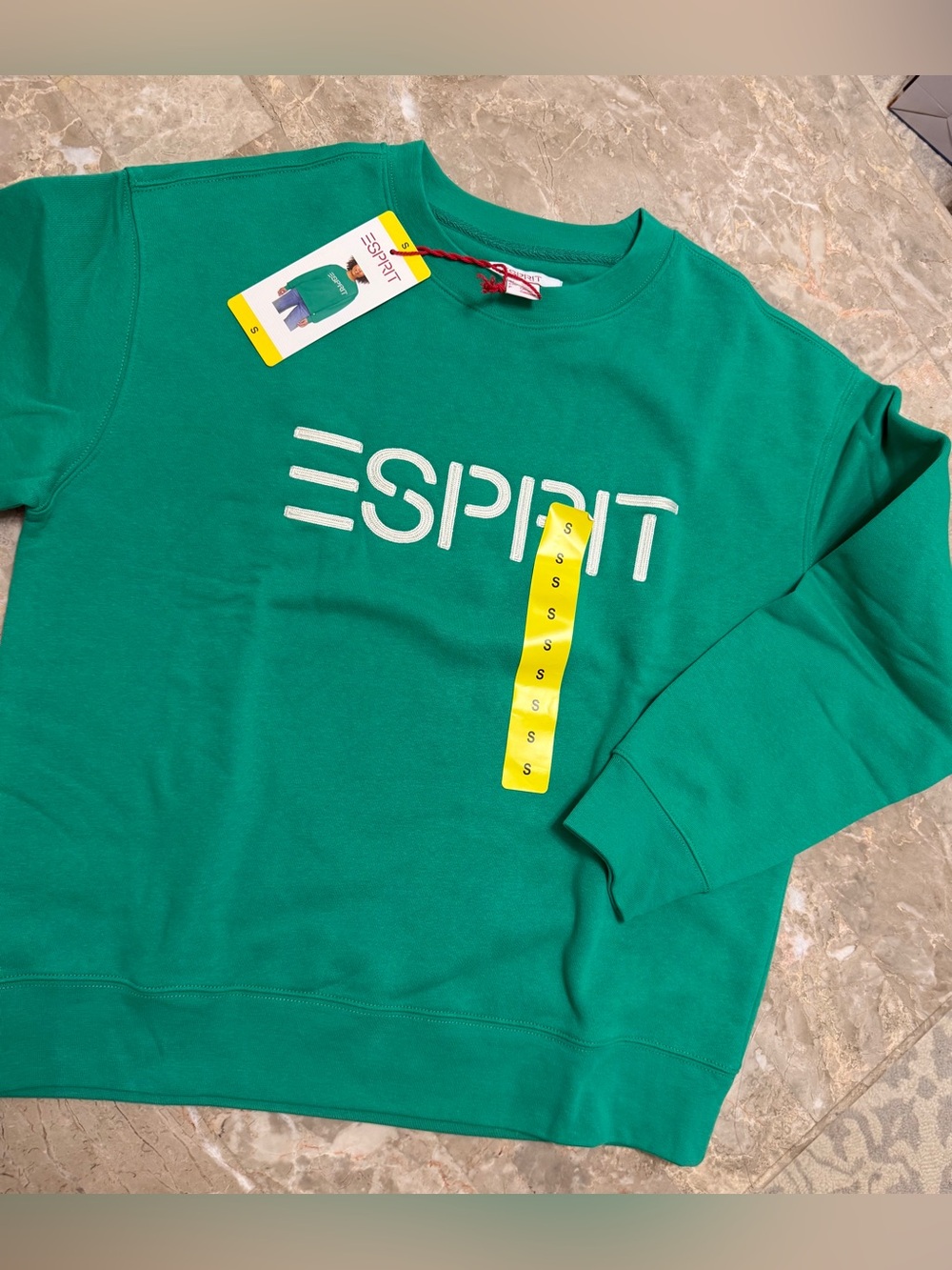 Esprit Men's Green Crewneck Sweatshirt with White Logo